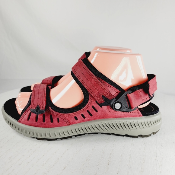 ECCO SPORT TERRA RED LEATHER HIKING SANDALS WOMEN SIZE US7/EU38 - Picture 5 of 14